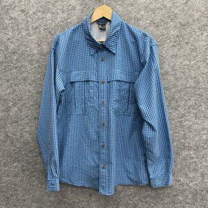 Rugged Exposure Men's Fishing Shirt, M, Long Sleeve Vented Pocket Blue Checker